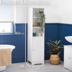 Christow Bathroom Shelf Cabinet White Freestanding Tallboy Storage Shelving Unit - thumbnail 6