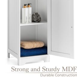 Christow Bathroom Shelf Cabinet White Freestanding Tallboy Storage Shelving Unit - thumbnail 3