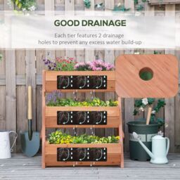 OUTSUNNY 3 Tier Raised Garden Bed Wooden Elevated Planter Box Kit in Brown - thumbnail 6