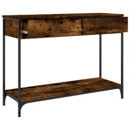 Berkfield Home Console Table Smoked Oak 100x34.5x75 cm Engineered Wood in Brown - thumbnail 5