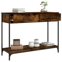 Berkfield Home Console Table Smoked Oak 100x34.5x75 cm Engineered Wood in Brown - thumbnail 4