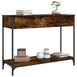 Berkfield Home Console Table Smoked Oak 100x34.5x75 cm Engineered Wood in Brown - thumbnail 3