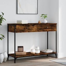 Berkfield Home Console Table Smoked Oak 100x34.5x75 cm Engineered Wood in Brown - thumbnail 1