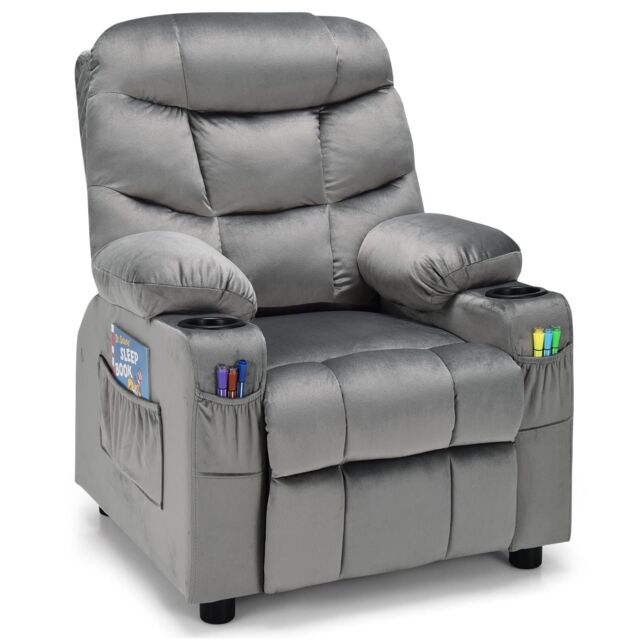 Costway Recliner Chair Velvet Fabric Adjustable Sofa Chair Gaming Lounge Chair in Grey - image 1