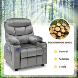 Costway Recliner Chair Velvet Fabric Adjustable Sofa Chair Gaming Lounge Chair in Grey - thumbnail 4