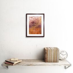 "Artery8 Wall Art Print Abstract Orange Purple Gold Watercolour Art Framed 9x7 inch in Brown - Size: W7"" x H9""" - thumbnail 2