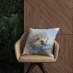 Warren Reed - Designer Hedgehog Watercolour Outdoor Cushion in Brown - Size: 60 cm x 60 cm - thumbnail 2