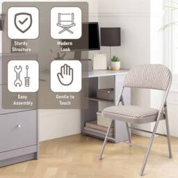 Havendro Strong Steel Frame Chair Fabric Padded Folding Office in Grey - thumbnail 3