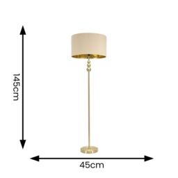 ValueLights Marissa Beige & Metallic Gold Shade with Brushed Gold Stacked Ball Floor Lamp - thumbnail 7