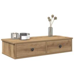 Berkfield Home Wall Shelf with Drawers Artisian Oak 80x31x17 cm Engineered Wood in Brown - Size: 80 x 31 x 17 cm