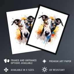 "Artery8 Wall Art Print Greyhound Lovers Gift Watercolour Pet Portrait Painting Artwork Poster - Size: W18"" x H24""" - thumbnail 2