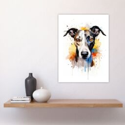 "Artery8 Wall Art Print Greyhound Lovers Gift Watercolour Pet Portrait Painting Artwork Poster - Size: W18"" x H24""" - thumbnail 4