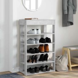 Berkfield Home Shoe Rack Concrete Grey 60x30x98 cm Engineered Wood - Size: 60 x 30 x 98 cm - thumbnail 3