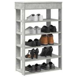 Berkfield Home Shoe Rack Concrete Grey 60x30x98 cm Engineered Wood - Size: 60 x 30 x 98 cm - thumbnail 1