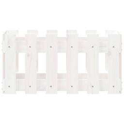 Berkfield Home Garden Planter with Fence Design White 60x30x30 cm Solid Wood Pine - Size: 60 x 30 x 30 cm - thumbnail 5