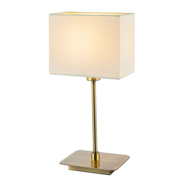 Happy Homewares Contemporary Bedside Table Lamp with White Cotton Fabric Shade in Metallic Gold - image 1