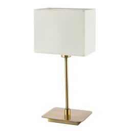 Happy Homewares Contemporary Bedside Table Lamp with White Cotton Fabric Shade in Metallic Gold - thumbnail 2