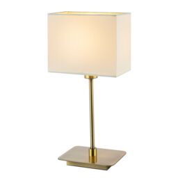 Happy Homewares Contemporary Bedside Table Lamp with White Cotton Fabric Shade in Metallic Gold - thumbnail 1