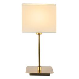 Happy Homewares Contemporary Bedside Table Lamp with White Cotton Fabric Shade in Metallic Gold - thumbnail 4