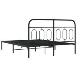 Berkfield Home Metal Bed Frame without Mattress with Headboard Black 140x200cm - Size: 140x200 cm - thumbnail 6