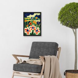 Artery8 Henri Matisse Style Meadow Flowers Iris Artwork Framed Wall Art Print A4 in Black - thumbnail 2