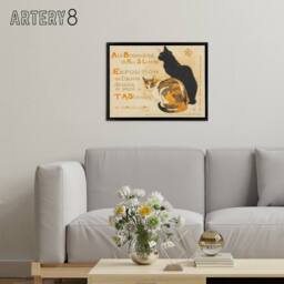 "Artery8 Steinlen Exhibition Advert With Cats Framed Canvas Wall Art Print in Beige - Size: W12"" x H16""" - thumbnail 3