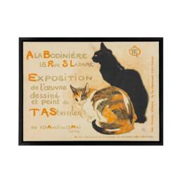 "Artery8 Steinlen Exhibition Advert With Cats Framed Canvas Wall Art Print in Beige - Size: W12"" x H16""" - thumbnail 1