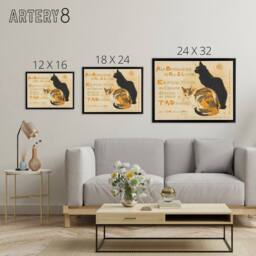 "Artery8 Steinlen Exhibition Advert With Cats Framed Canvas Wall Art Print in Beige - Size: W12"" x H16""" - thumbnail 4