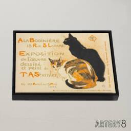 "Artery8 Steinlen Exhibition Advert With Cats Framed Canvas Wall Art Print in Beige - Size: W12"" x H16""" - thumbnail 2