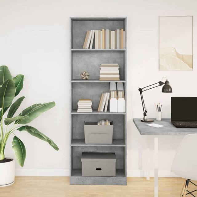 Berkfield Home Decorative Bookcase Concrete Grey 60x24x176 cm Engineered Wood - Size: 60 x 24 x 176 cm - image 1