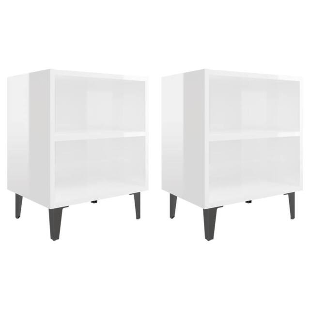 Berkfield Home Bed Cabinets with Metal Legs 2 pcs High Gloss White 40x30x50 cm - Size: 40 x 30 x 50 cm - image 1