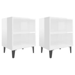 Berkfield Home Bed Cabinets with Metal Legs 2 pcs High Gloss White 40x30x50 cm - Size: 40 x 30 x 50 cm - thumbnail 1