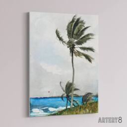 "Artery8 Palm Tree in Nassau Landscape Winslow Homer Canvas Wall Art Print - Size: W18"" x H24""" - thumbnail 2