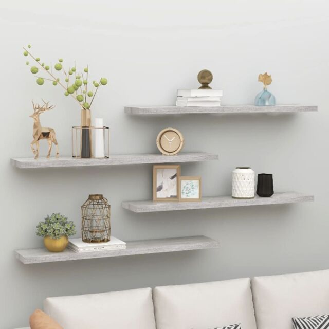 Berkfield Home Floating Wall Shelves 4 pcs Concrete Grey 120x23.5x3.8 cm MDF - image 1
