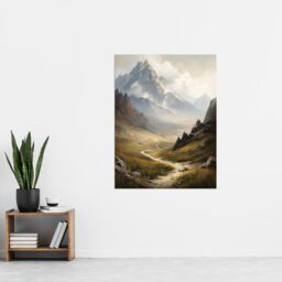 "Artery8 The Alps Path Switzerland Mountains A Panoramic Landscape Painting Extra Large XL Wall Art Poster Print - Size: W24"" x H32""" - thumbnail 4