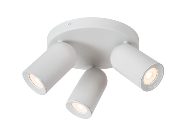 Lucide 'PUNCH' Dimmable Tiltable Adjustable Classic Ceiling Spotlight 3xGU10 in White - image 1