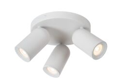Lucide 'PUNCH' Dimmable Tiltable Adjustable Classic Ceiling Spotlight 3xGU10 in White - thumbnail 1