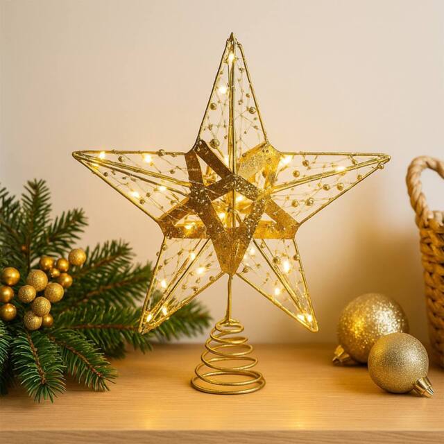 Voltico Gold Light-Up Star Christmas Tree Topper - image 1
