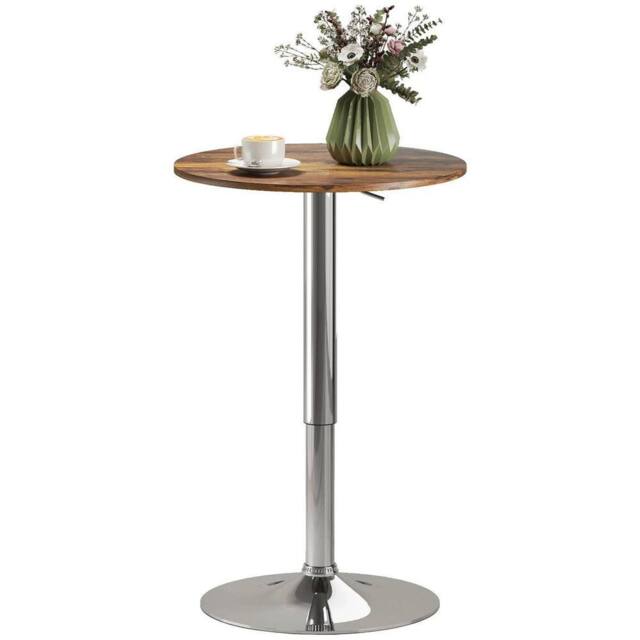 KORVIXA Round Bar Table, Swivel Bistro Table with Adjustable Height in Brown - Size: 100 cm x 100 cm - image 1