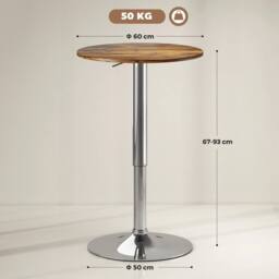 KORVIXA Round Bar Table, Swivel Bistro Table with Adjustable Height in Brown - Size: 100 cm x 100 cm - thumbnail 2