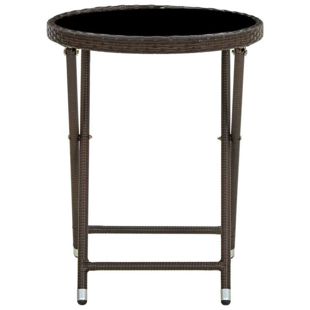 Berkfield Home Tea Table Brown 60 cm Poly Rattan & Tempered Glass - image 1