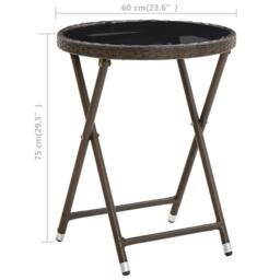 Berkfield Home Tea Table Brown 60 cm Poly Rattan & Tempered Glass - thumbnail 6