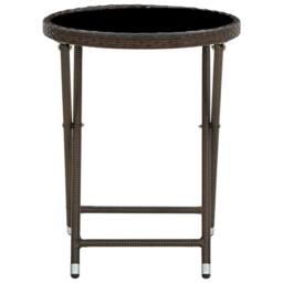 Berkfield Home Tea Table Brown 60 cm Poly Rattan & Tempered Glass - thumbnail 1