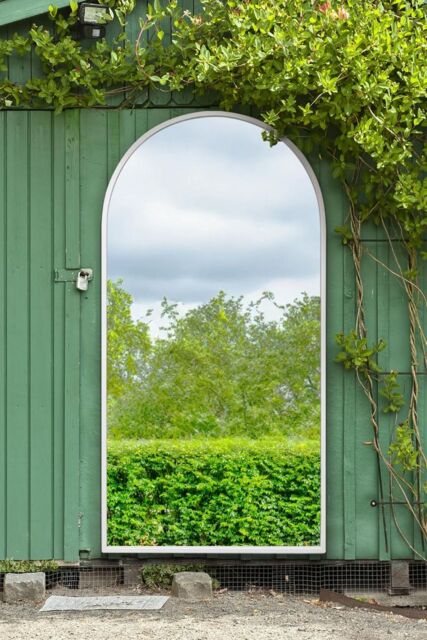 "MirrorOutlet White Framed Arched Garden Wall Mirror 71"" X 35"" (180CM X 90CM) - Size: 1 Pack" - image 1