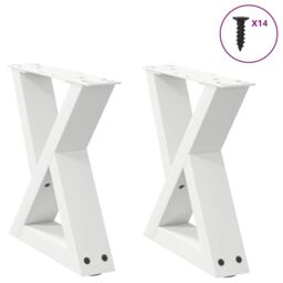 Berkfield Home Coffee Table Legs 2 pcs White 30x(30-31.3) cm Steel - thumbnail 1