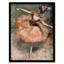 "Artery8 Ballerina Arabesque Pose Edgar Degas Inspired Framed Art Print in Pink - Size: W12"" x H16""" - thumbnail 1