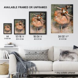 "Artery8 Ballerina Arabesque Pose Edgar Degas Inspired Framed Art Print in Pink - Size: W12"" x H16""" - thumbnail 3