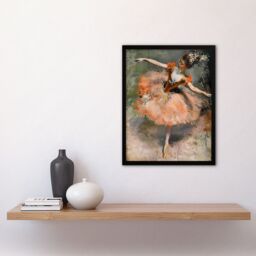 "Artery8 Ballerina Arabesque Pose Edgar Degas Inspired Framed Art Print in Pink - Size: W12"" x H16""" - thumbnail 4