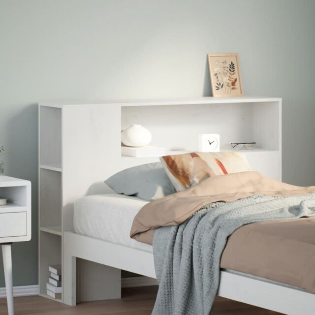 Berkfield Home Headboard with Storage White 75 cm Solid Wood Pine - image 1