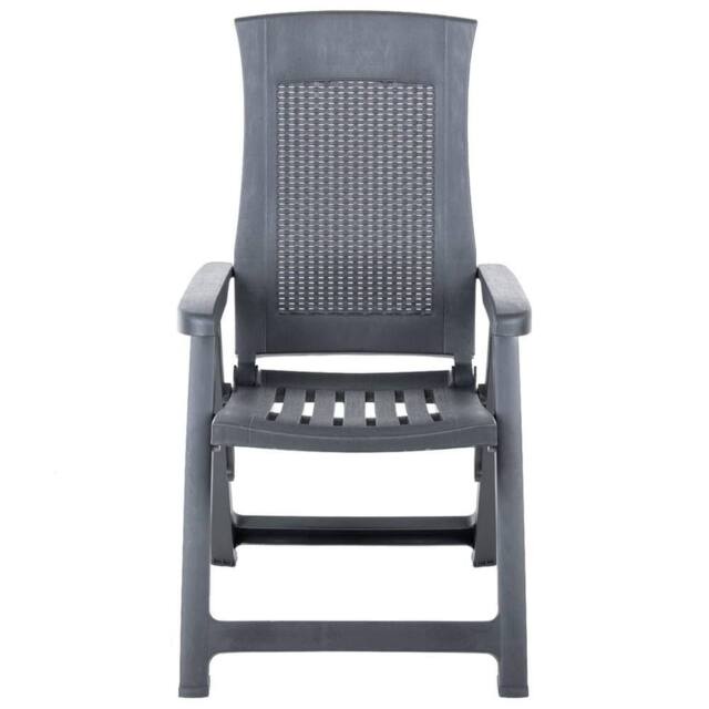 Berkfield Home Garden Reclining Chairs 2 pcs Plastic Anthracite in Dark Grey - image 1